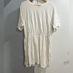 Casual Drawstring White Dress